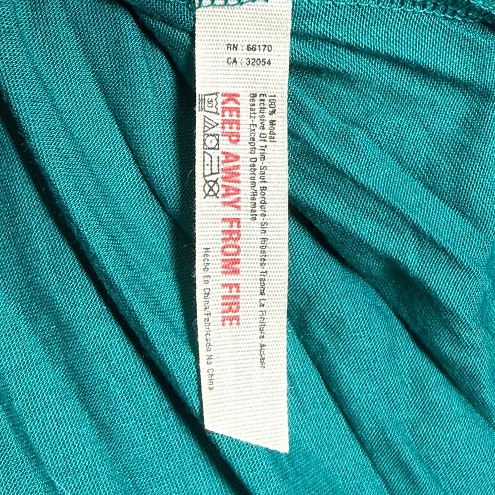FP Beach Free People Teal Green Smocked Waist High-Low Maxi Dress XS Long Sleeve